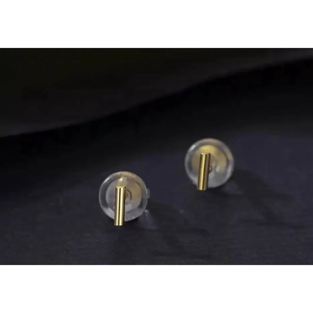 NEW Girls Tiny 14k Gold Over 925 Sterling Silver Staple Bar Stud Earrings, 3.9mm